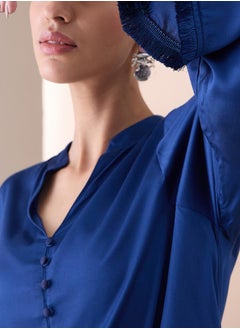 Femmella Fringe Hem Button Detail Kurta with Straight Pant Co-Ords by Styli  - Image 4