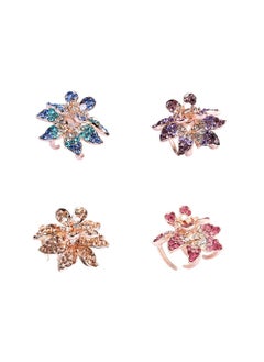 Ruihfas 4Pcs Fashion Crystal Leaf Style Mini Bangs Clips Small Rhinestone Hair Claws Hairpins for Women Girls 110059 inch