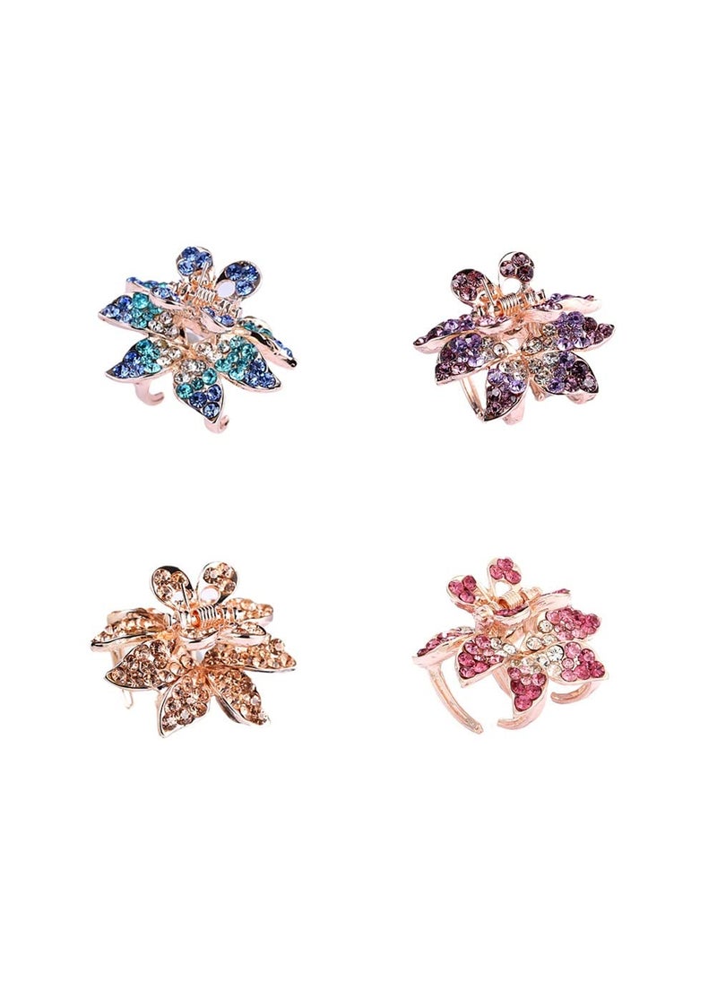 Ruihfas - Ruihfas 4Pcs Fashion Crystal Leaf Style Mini Bangs Clips Small Rhinestone Hair Claws Hairpins for Women Girls 110059 inch - Image 1