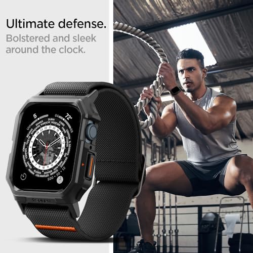 Spigen Lite Fit Pro Designed for Apple Watch Case Band for Series 9/8/7 45mm Durable TPU Cover with Lightweight Fabric Strap - Matte Black - Image 5
