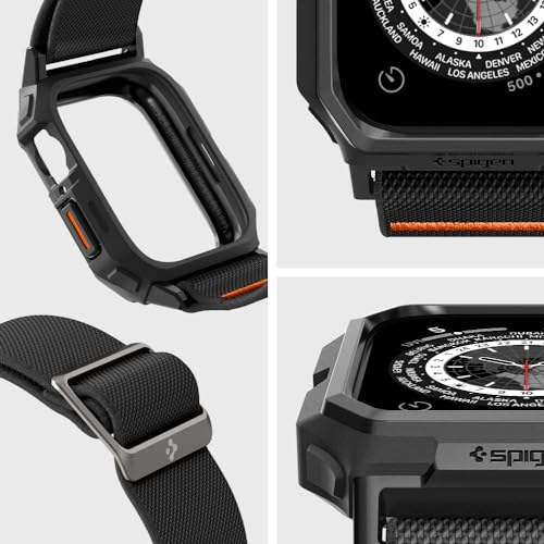 Spigen Lite Fit Pro Designed for Apple Watch Case Band for Series 9/8/7 45mm Durable TPU Cover with Lightweight Fabric Strap - Matte Black - Image 4