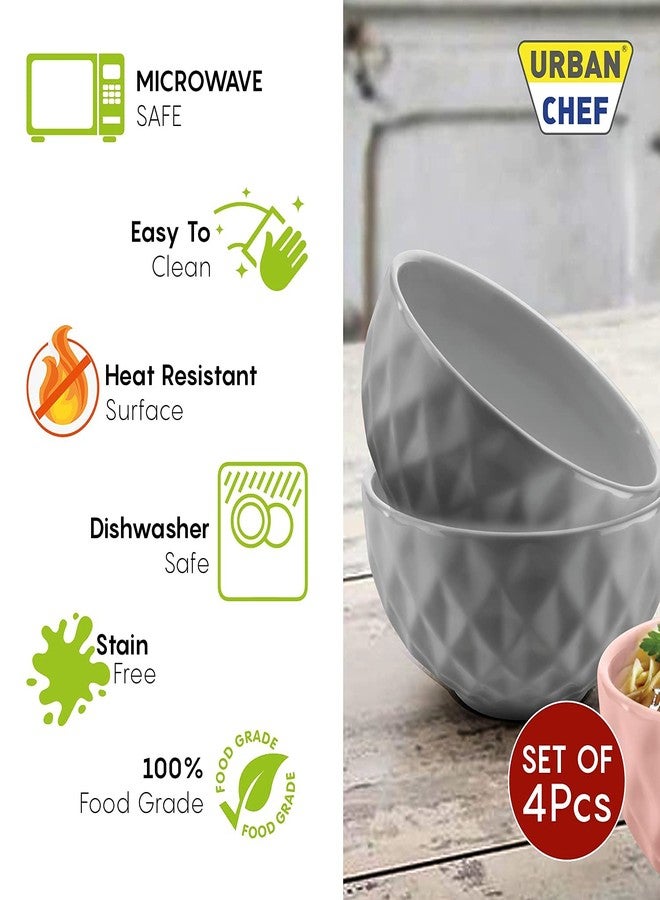 URBAN CHEF Ceramic Bowl | 500 ml | Kitchen Accessories Items for Home, Serving Bowl,Bowl Set for Gift, Microwave Safe Bowl Set, Ice Cream Bowl, Prism Ceramic Handcrafted (Set of 4 - Colour May Vary) - Image 1