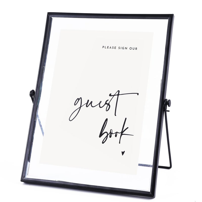 Calculs 'Please Sign' Clear Glass Black Sign Holder  8x10in Gold Glass Picture Frames Menu Holder for Wedding Party Table Sign - Image 1