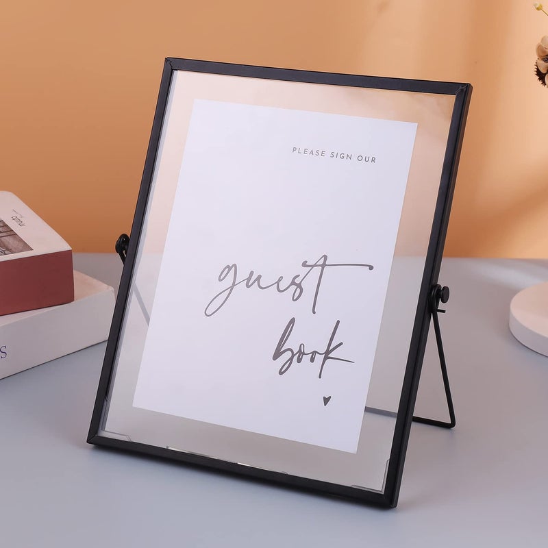 Calculs 'Please Sign' Clear Glass Black Sign Holder  8x10in Gold Glass Picture Frames Menu Holder for Wedding Party Table Sign - Image 4