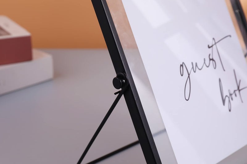 Calculs 'Please Sign' Clear Glass Black Sign Holder  8x10in Gold Glass Picture Frames Menu Holder for Wedding Party Table Sign - Image 5