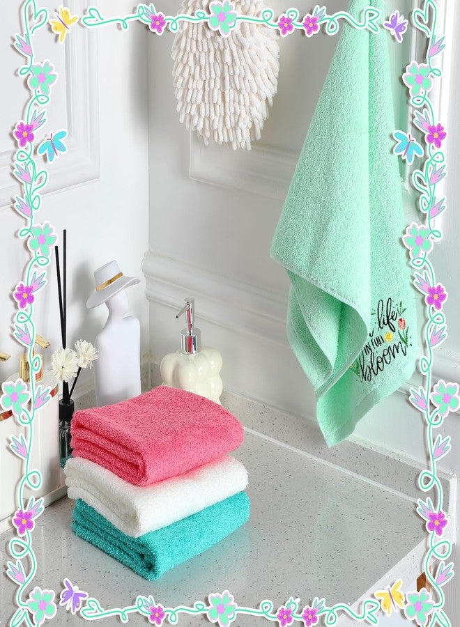 Pickmesh 4 Pcs Spring Hand Towels Set Cotton Embroidered Kitchen Towels Bunny Eggs Floral Dish Towels 13.3 x 29 Inches Flowers Decorative Bathroom Gift Set for Holiday Housewarming Gift - Image 5