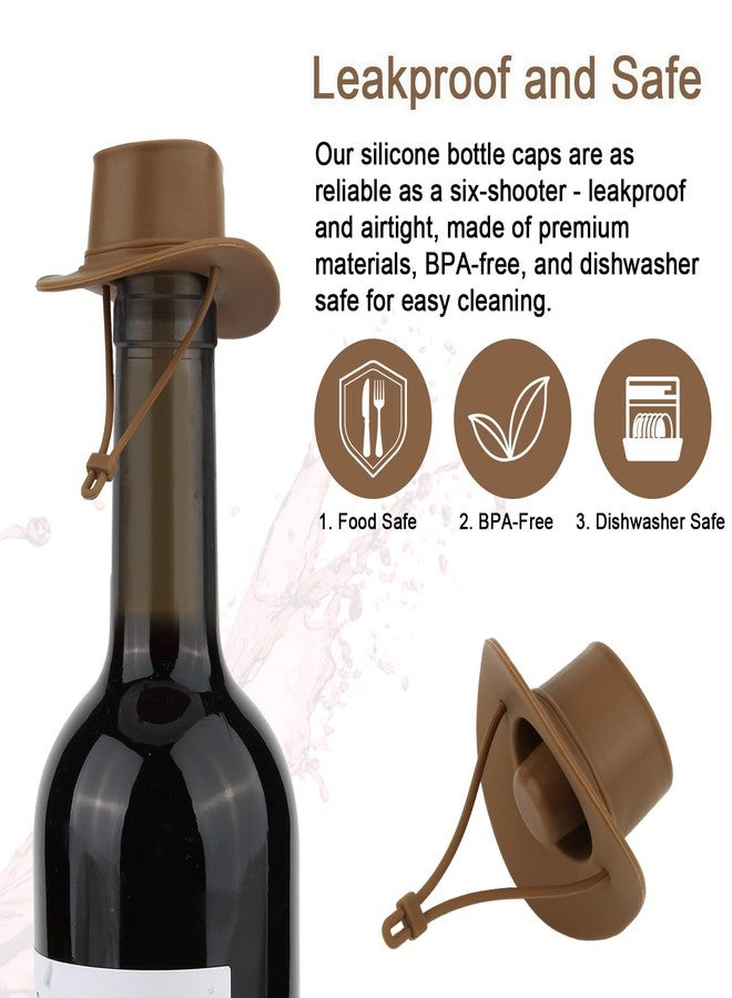 lasuroa سدادات زجاجات نبيذ على شكل قبعة رعاة البقر، سدادات زجاجات نبيذ سيليكون مرحة على شكل قبعة غربية، أغطية زجاجات لطيفة للحفاظ على نضارة المشروب، أدوات مطبخ لتزيين حفلات الشواء والبار، إكسسوارات للشرب - Image 4