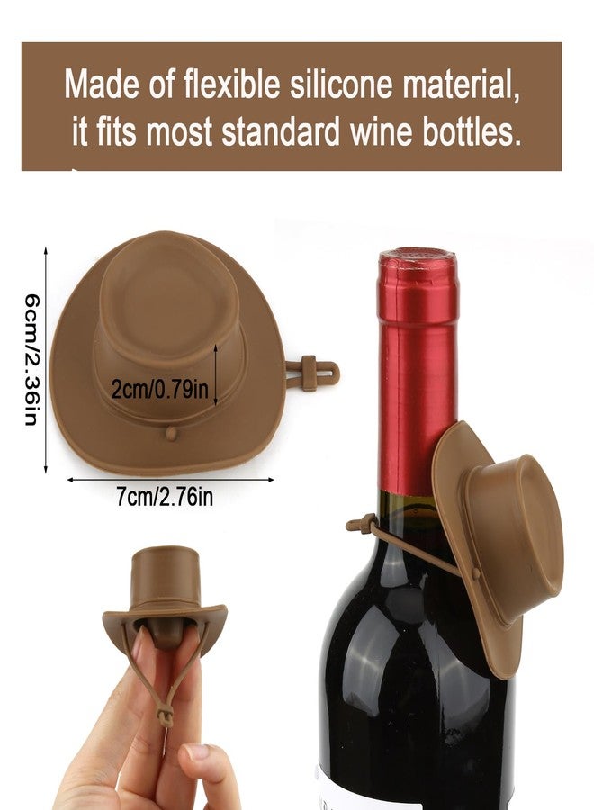 lasuroa سدادات زجاجات نبيذ على شكل قبعة رعاة البقر، سدادات زجاجات نبيذ سيليكون مرحة على شكل قبعة غربية، أغطية زجاجات لطيفة للحفاظ على نضارة المشروب، أدوات مطبخ لتزيين حفلات الشواء والبار، إكسسوارات للشرب - Image 2