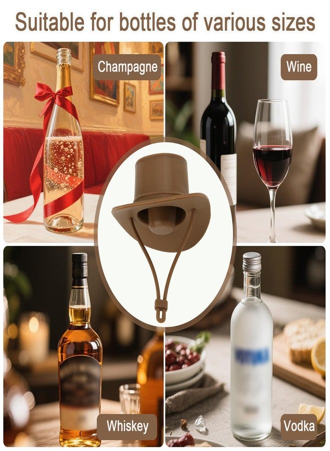lasuroa سدادات زجاجات نبيذ على شكل قبعة رعاة البقر، سدادات زجاجات نبيذ سيليكون مرحة على شكل قبعة غربية، أغطية زجاجات لطيفة للحفاظ على نضارة المشروب، أدوات مطبخ لتزيين حفلات الشواء والبار، إكسسوارات للشرب - Image 5