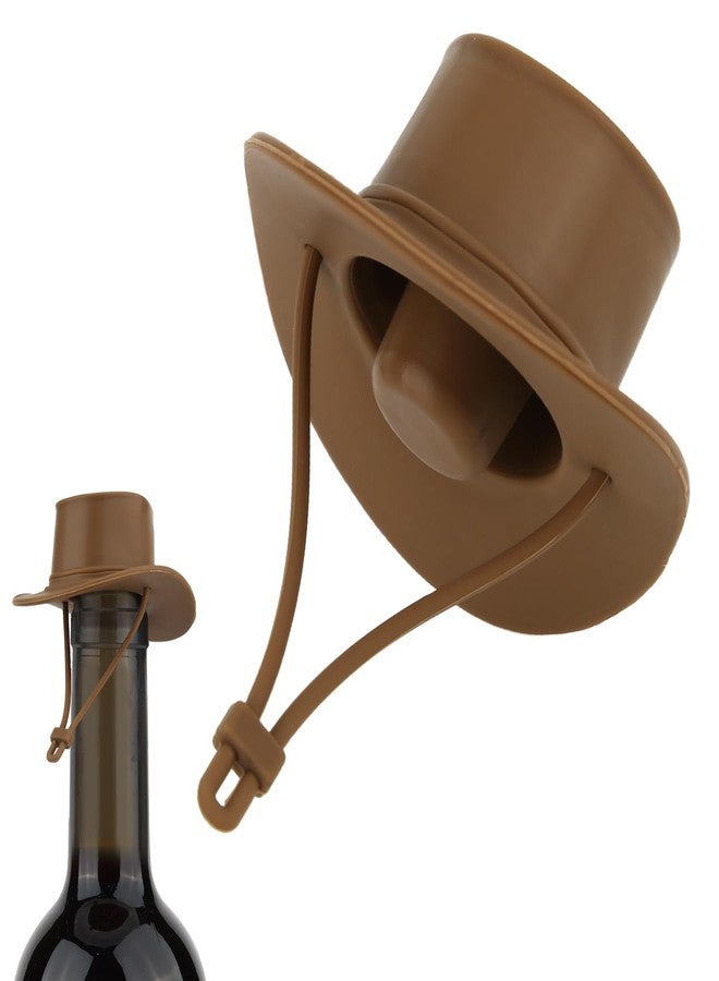 lasuroa سدادات زجاجات نبيذ على شكل قبعة رعاة البقر، سدادات زجاجات نبيذ سيليكون مرحة على شكل قبعة غربية، أغطية زجاجات لطيفة للحفاظ على نضارة المشروب، أدوات مطبخ لتزيين حفلات الشواء والبار، إكسسوارات للشرب - Image 1