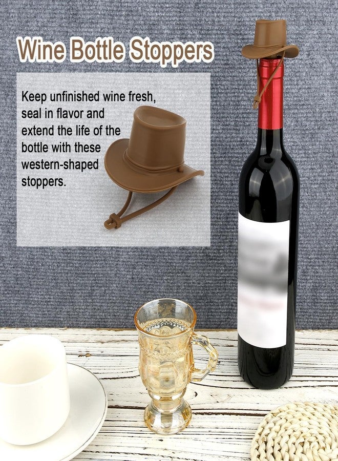 lasuroa سدادات زجاجات نبيذ على شكل قبعة رعاة البقر، سدادات زجاجات نبيذ سيليكون مرحة على شكل قبعة غربية، أغطية زجاجات لطيفة للحفاظ على نضارة المشروب، أدوات مطبخ لتزيين حفلات الشواء والبار، إكسسوارات للشرب - Image 3