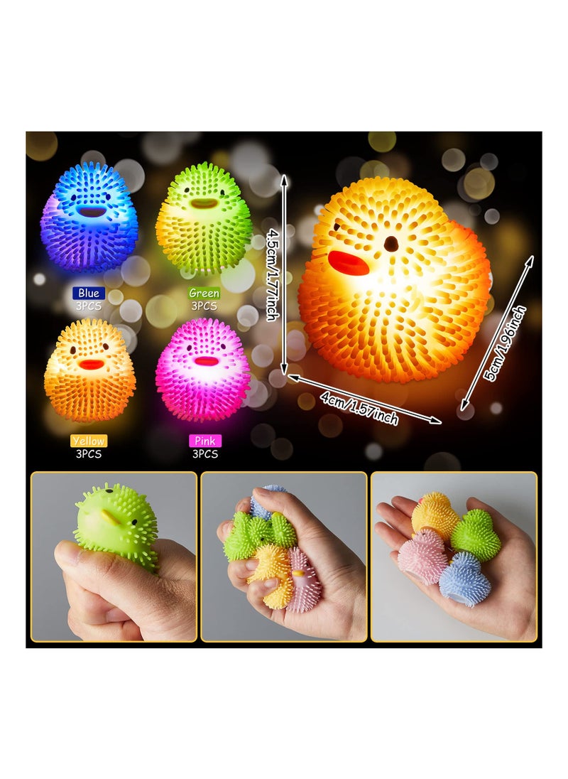 Generic - Floating Duck Bath Toys for Toddlers - 12 Pack LED Light-Up Puffer Balls, Fun Flashing Ducks for Bathtime, Classroom Prizes, and Basket Stuffers (Random Colors) - Image 1