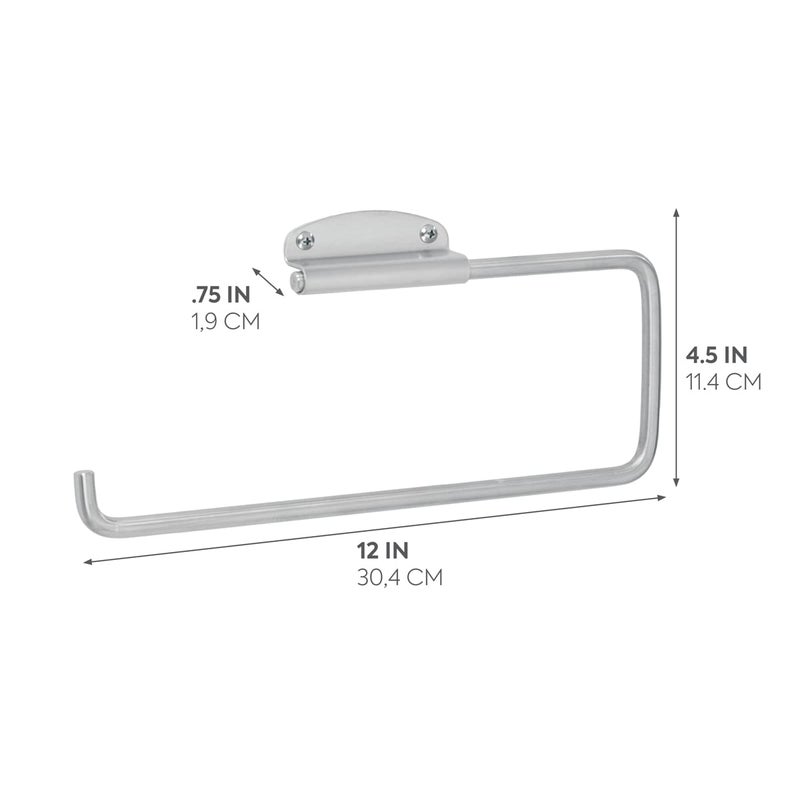 InterDesign iDesign Forma Wall Mounted Metal Paper Towel Holder, Swiveling Roll Organizer for Kitchen, Bathroom, Craft Room, 12" x .75" x 4.5", Chrome - Image 2