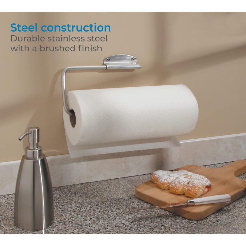 InterDesign iDesign Forma Wall Mounted Metal Paper Towel Holder, Swiveling Roll Organizer for Kitchen, Bathroom, Craft Room, 12" x .75" x 4.5", Chrome - Image 3