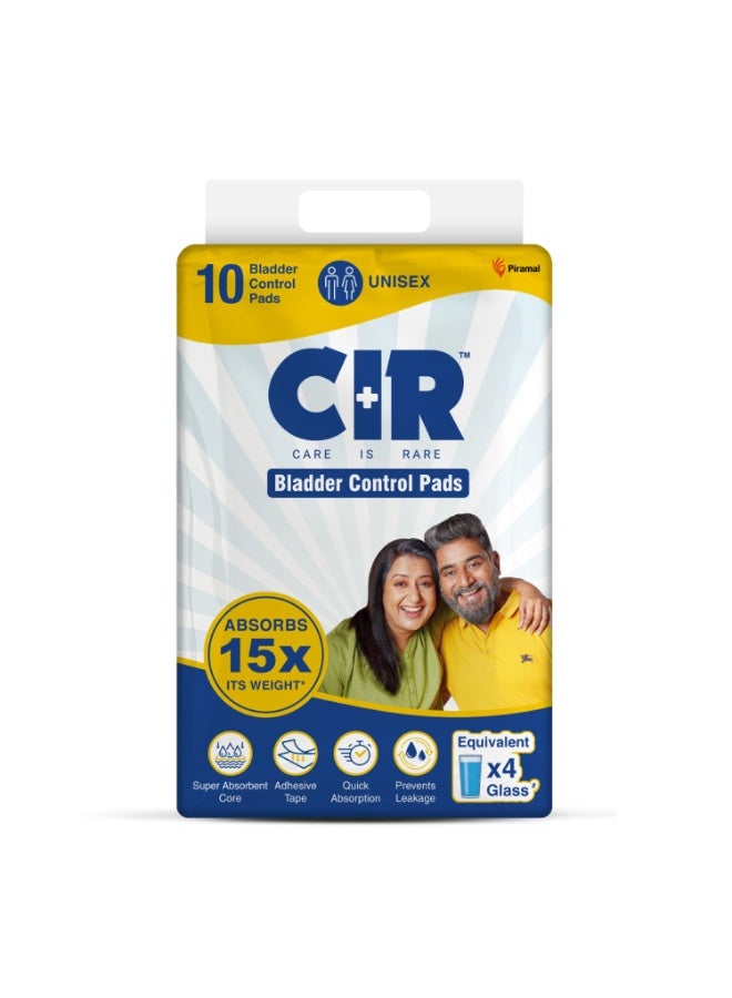 فوط التحكم بالمثانة CIR لسلس البول المتوسط ​​| تمتص 15 ضعف وزنها | ما يعادل 4 أكواب من السوائل | لب فائق الامتصاص وامتصاص سريع | للجنسين | 10 وحدات - Image 1