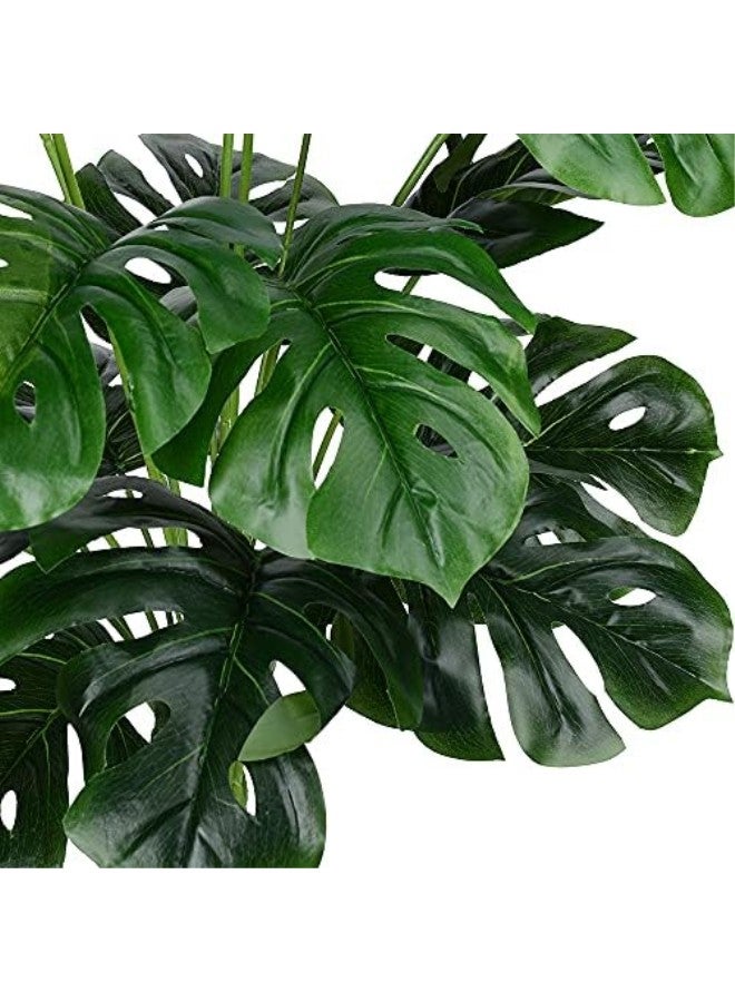 Artificial Monstera Deliciosa Plant，18 Leaves Artificial Tropical Monstera， Faux Fake Monstera Turtle Leaf Tropical Large Palm Tree Leaves Plant Outdoor UV Resistant Plastic Plants (C) - Image 4