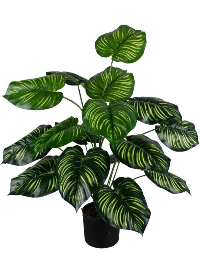 Artificial Monstera Deliciosa Plant，18 Leaves Artificial Tropical Monstera， Faux Fake Monstera Turtle Leaf Tropical Large Palm Tree Leaves Plant Outdoor UV Resistant Plastic Plants (C) - Image 1