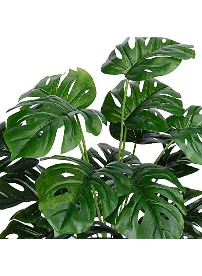 Artificial Monstera Deliciosa Plant，18 Leaves Artificial Tropical Monstera， Faux Fake Monstera Turtle Leaf Tropical Large Palm Tree Leaves Plant Outdoor UV Resistant Plastic Plants (C) - Image 3