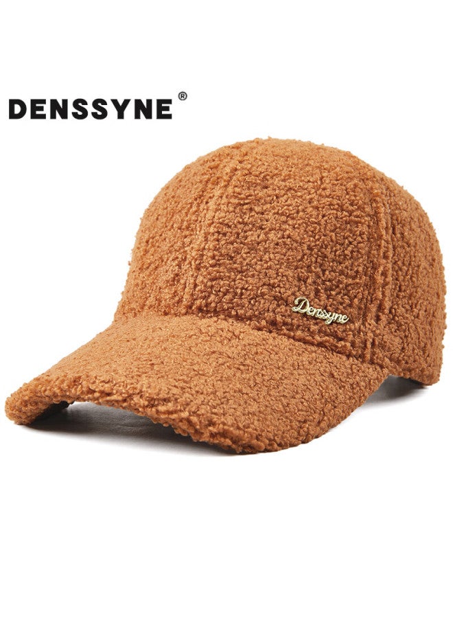 Denssyne Women's Winter Faux Lamb Wool Baseball Cap Outdoor Windproof Warm Plush Visor Hat - Image 1