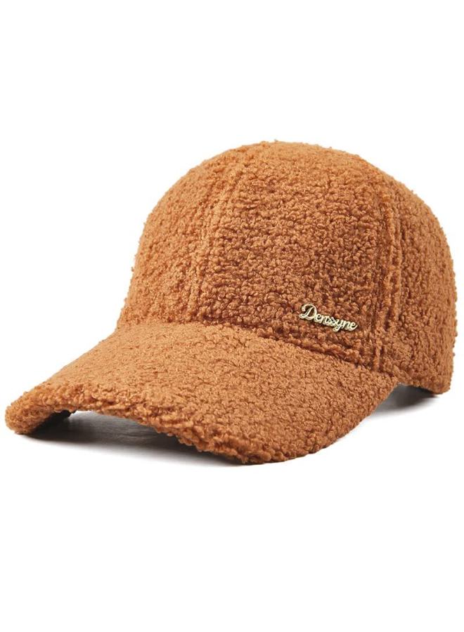 Denssyne Women's Winter Faux Lamb Wool Baseball Cap Outdoor Windproof Warm Plush Visor Hat - Image 2