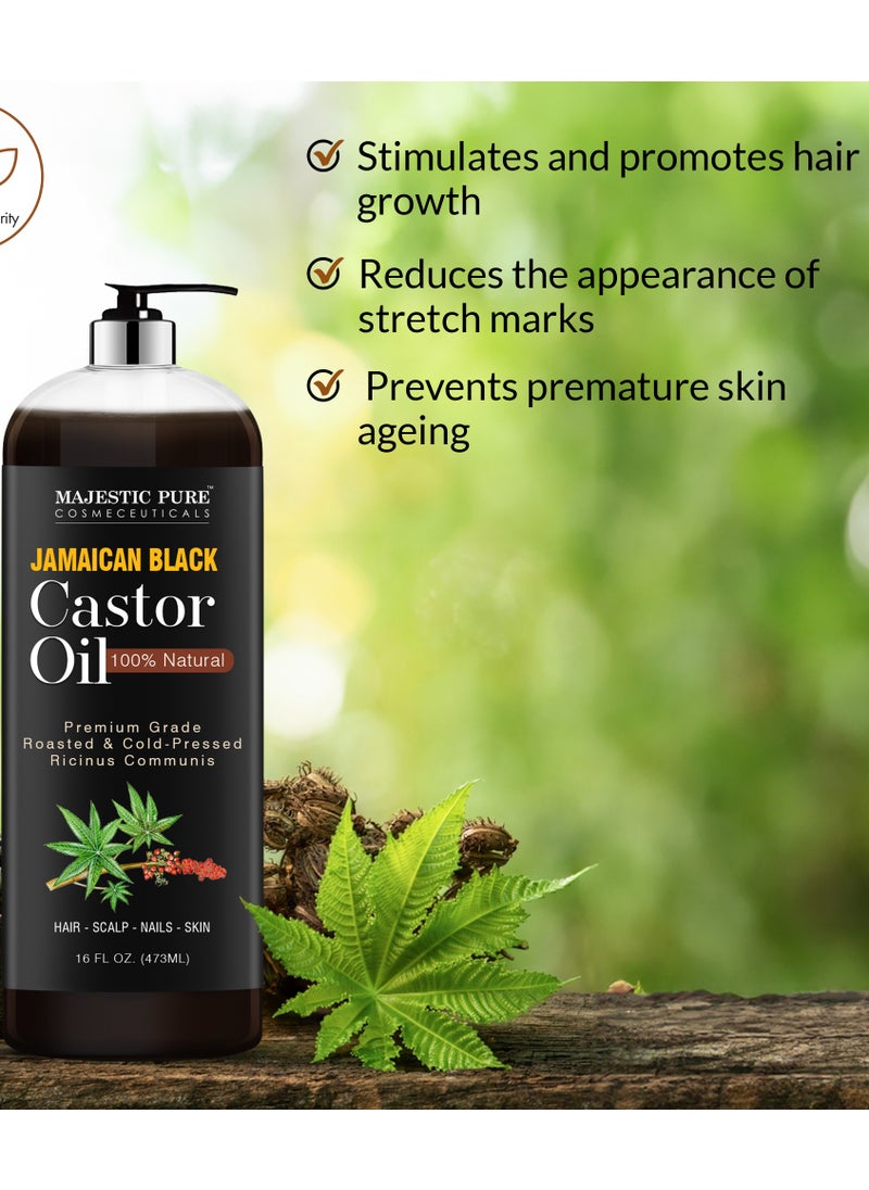 Majestic Pure Jamaican Black Castor Oil 473 ML for Hair Growth Natural Skin Care - Roasted & Cold-Pressed - Massage, Scalp, Hair and Nails  - Image 5