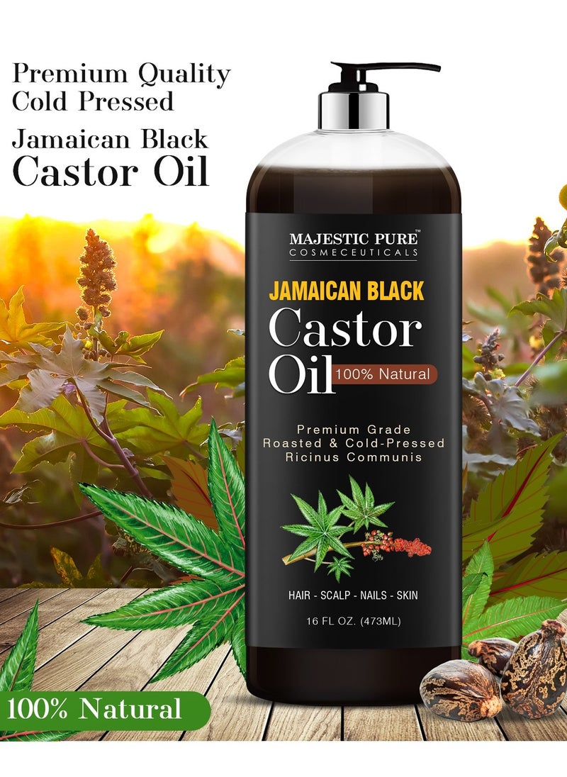 Majestic Pure Jamaican Black Castor Oil 473 ML for Hair Growth Natural Skin Care - Roasted & Cold-Pressed - Massage, Scalp, Hair and Nails  - Image 2