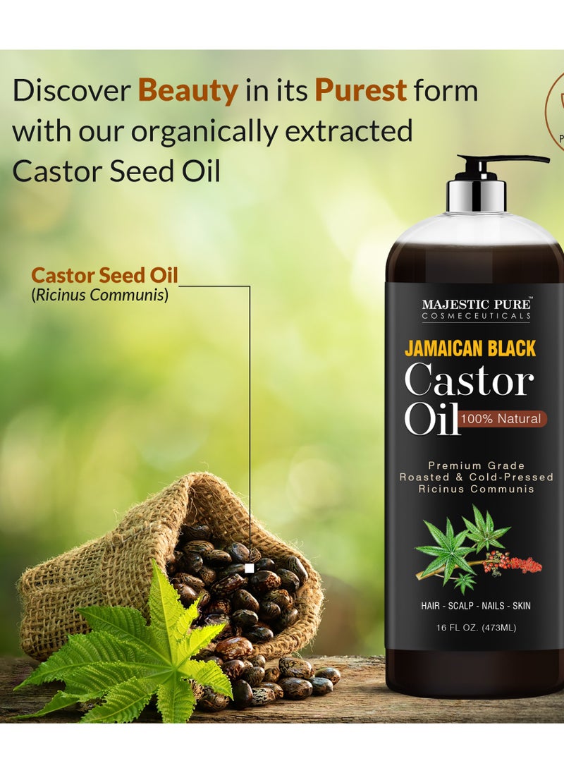 Majestic Pure Jamaican Black Castor Oil 473 ML for Hair Growth Natural Skin Care - Roasted & Cold-Pressed - Massage, Scalp, Hair and Nails  - Image 4