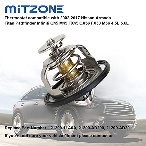 MITZONE Engine Thermostat Compatible With 2002-2017 Nissan Armada Titan Pathfinder Infiniti Q45 M45 FX45 QX56 FX50 M56 4.5L 5.6L Replace 21200-1LA1A - Image 4