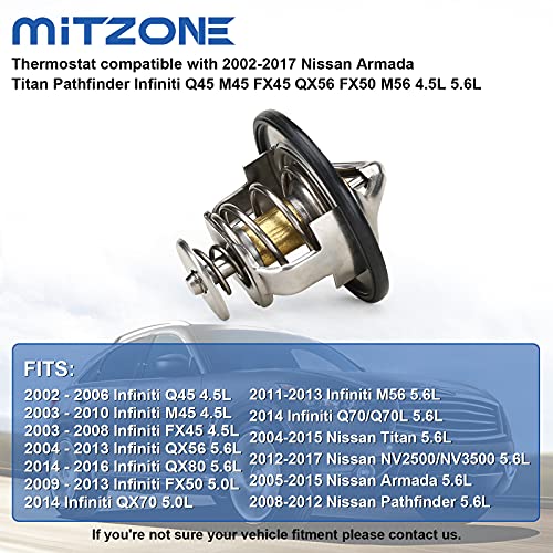 MITZONE Engine Thermostat Compatible With 2002-2017 Nissan Armada Titan Pathfinder Infiniti Q45 M45 FX45 QX56 FX50 M56 4.5L 5.6L Replace 21200-1LA1A - Image 3