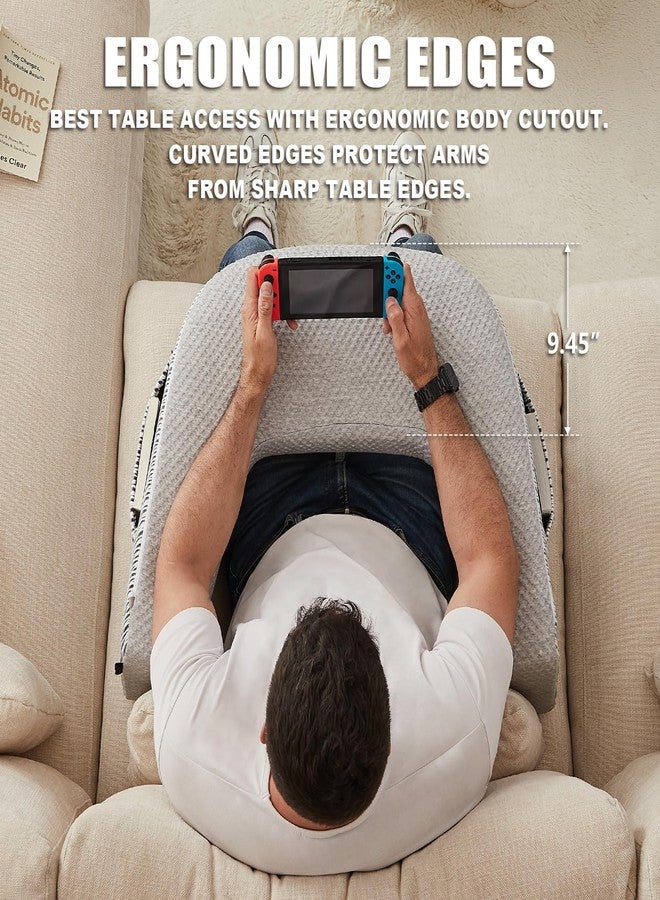 cooloo8 Reading Pillow for Lap, Extra Large Arm Rest Pillow for Adult, Memory Foam Lap Desk Pillow for Reading, Working, Crocheting, Playing Steam Deck Switch or Sitting in Bed Couch(Ash Grey) - Image 3