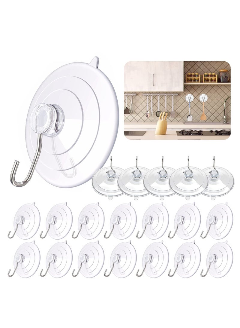 20 Pack Suction Cup Hooks, Inches Clear Pvc Suction Cups with Metal Hooks Removable Waterproof Strong Powerful Suction Cups for Kitchen Bathroom Shower Wall Window Glass Door - Image 2