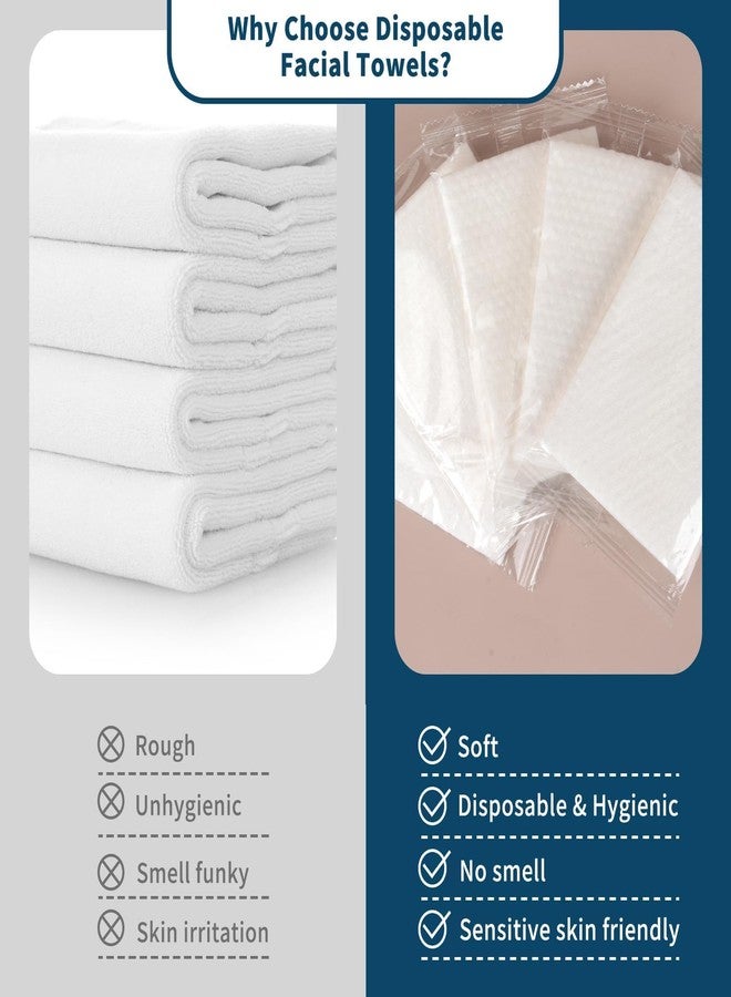 RAQEHO Individual Wrapped Disposable Face Towel - RAQEHO 50PCS (25 PK) Clean Dry Wipes Lint Free Face Towelettes Facial Washcloths Salon Makeup Cleansing Towels for Travel Camping Facial Make up Removal - Image 5