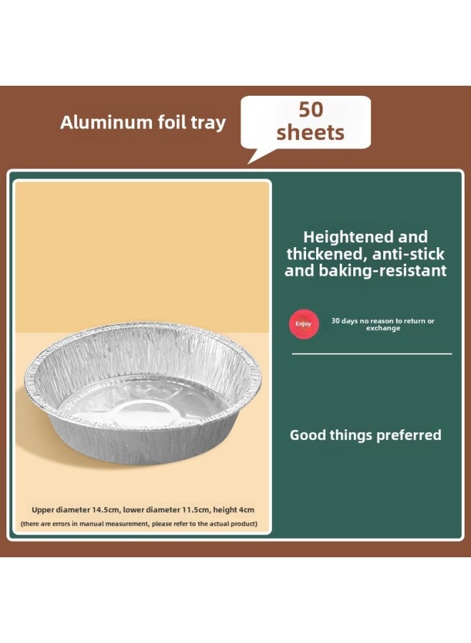 Tin Paper Plate Air Fryer Special Oven Aluminum Foil Plate Tin Paper Pad Grill Plate Tin Foil Plate Pizza Bottom Bowl-Specifications:[thick Round Diameter 14.5cm ] 50 Pieces-Color:No Specifications  - Image 1