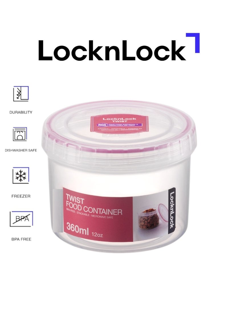 حاوية طعام لوك لوك تويست سعة 360 مل - خالية من مادة BPA، محكمة الغلق، آمنة للاستخدام في الفريزر وغسالة الأطباق للتخزين متعدد الاستخدامات
