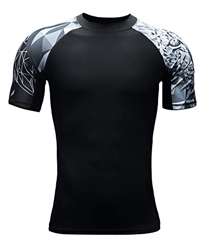 ADOREISM Mens Rash Guard Short Sleeve QuickDry UPF 50 Sun Protection Compression Swim Shirts for Surfing Hiking Fishing Jaguar M - Image 3