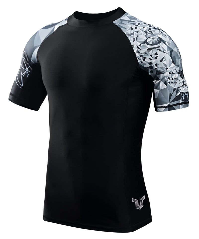 ADOREISM Mens Rash Guard Short Sleeve QuickDry UPF 50 Sun Protection Compression Swim Shirts for Surfing Hiking Fishing Jaguar M - Image 2