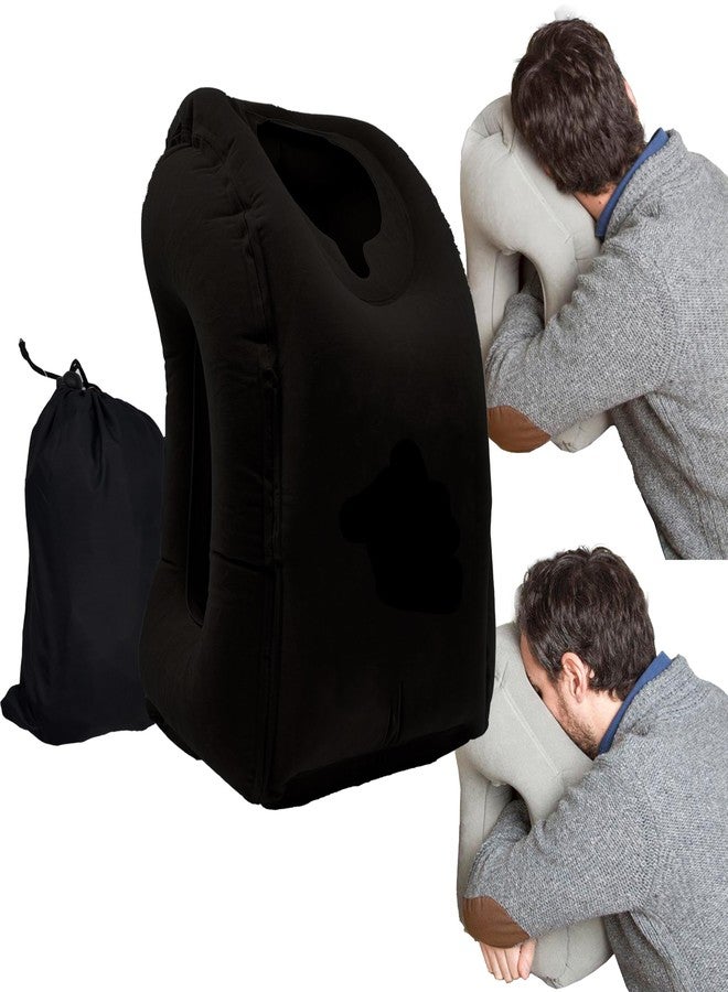 Heromask BetterSleep: Forward Sleeping Inflatable Travel Pillow | For Your Comfort Anywhere | Ideal Blow Up Travel Pillow with Neck Support for Long Flights and Travels (Black) - Image 1