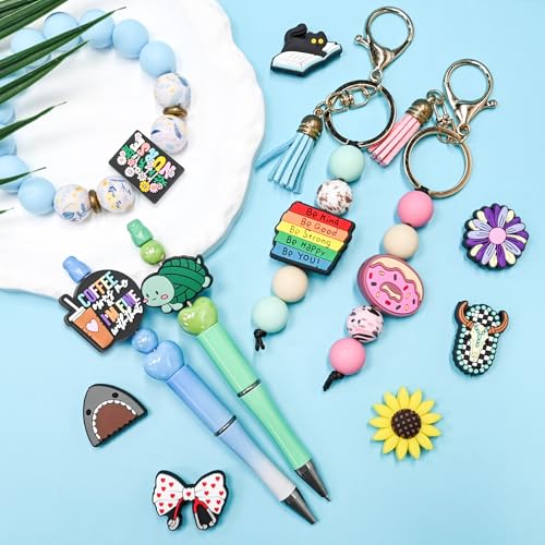 XHAOYEAHX 50PCS Focal Beads for pens,Random Different Silicone Focal Beads for DIY Beadable Pen Keychain Bracelet Lanyard Making - Image 4