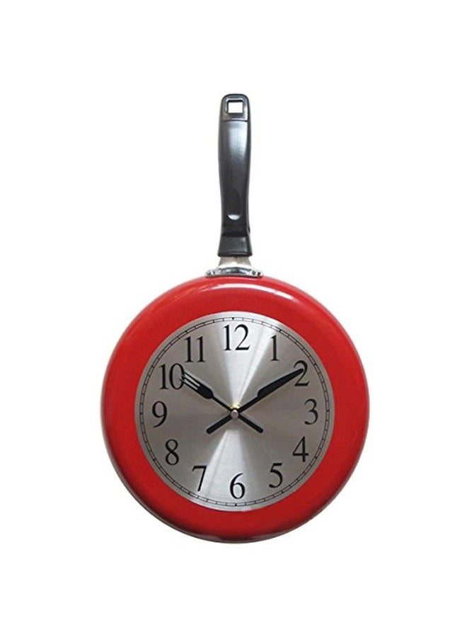 Timelike Wall Clock, 10 inch Metal Frying Pan Kitchen Wall Clock Home Decor - Kitchen Themed Unique Wall Clock with a Screwdriver (Red) - Image 1
