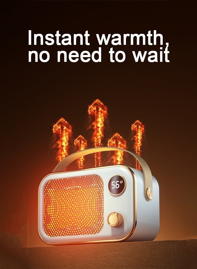 مدفأة كهربائية صغيرة محمولة للاستخدام الداخلي، بقدرة 800 واط/1200 واط، تعمل بتقنية السيراميك PTC، مزودة بإعدادين للحرارة، مع حماية من الحرارة الزائدة والانقلاب، ومزودة بمروحة مدفأة للمنزل والمكتب وغرفة النوم. - Image 2