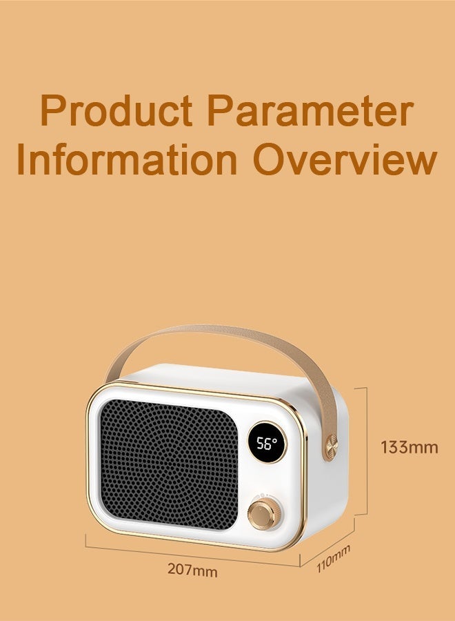 مدفأة كهربائية صغيرة محمولة للاستخدام الداخلي، بقدرة 800 واط/1200 واط، تعمل بتقنية السيراميك PTC، مزودة بإعدادين للحرارة، مع حماية من الحرارة الزائدة والانقلاب، ومزودة بمروحة مدفأة للمنزل والمكتب وغرفة النوم. - Image 5