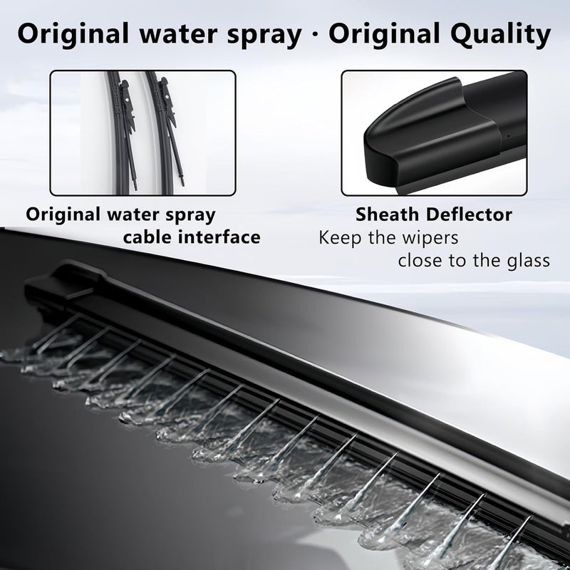 AYWSTC Wiper Blades Replacement for Tesla Model X 2015-2024 with Integrated Washing, 28"+18" Silicone Windshield Wiper Blades Set - Image 4