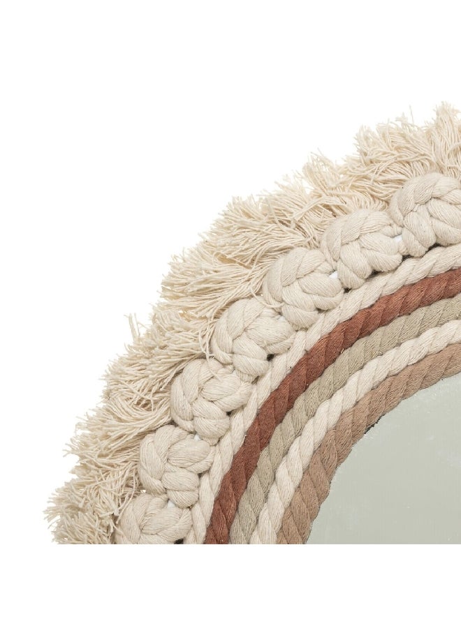 atmosphera Wonder Cotton Frame Round Decorative Wall Mirror Multicolour 40 cm 182033 - Image 2
