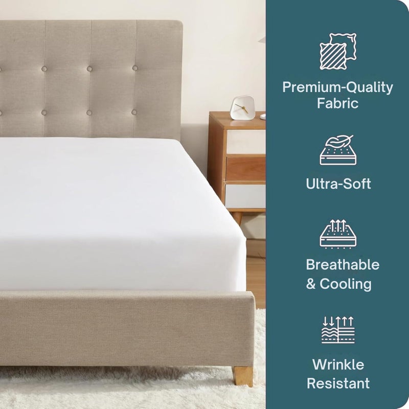 MICROPUFF Micropuff Twin Fitted Sheet with Anti-Slip Anchors for Snug Fit - Soft and Comfortable Fabric - Easy to Wash and Fade Resistant - Breatheable and Allergy Free Fitted Sheet  - Image 2