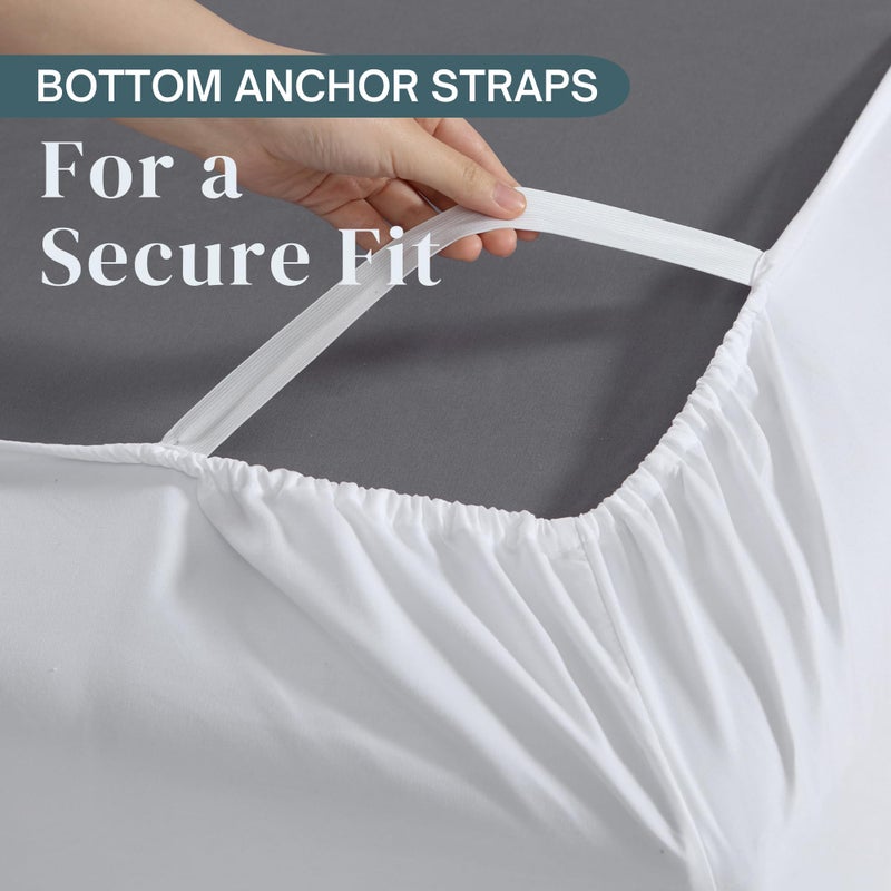 MICROPUFF Micropuff Twin Fitted Sheet with Anti-Slip Anchors for Snug Fit - Soft and Comfortable Fabric - Easy to Wash and Fade Resistant - Breatheable and Allergy Free Fitted Sheet  - Image 4