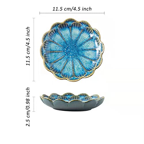 BOSILI Ceramic Blue Flower Jewelry Tray Set of 2 Reactive Glaze Trinket Dishes Decorative Small Ring Dish Earring Holder Key Organizer for Vanity Nightstand Office - Image 3