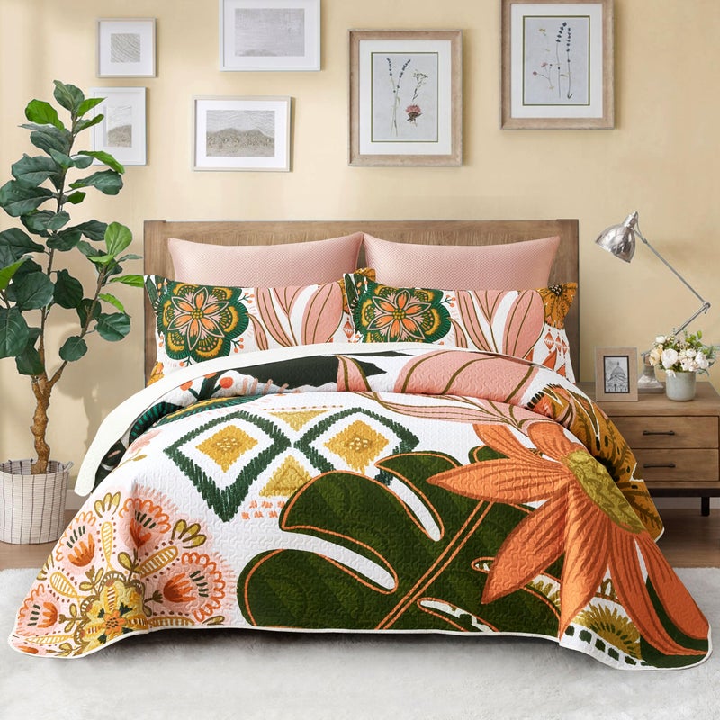 Tyrot Boho Floral Quilt Sets, King Size, C3 - Image 1