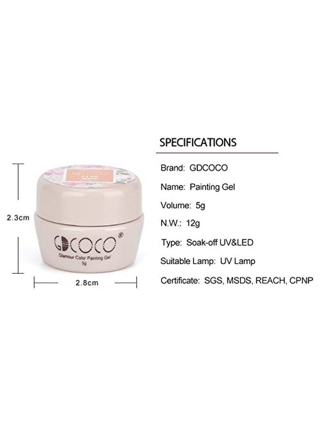 GDCOCO Mineral Gel Series 6 Colors Set Gel Paints Ink 5g Nail Art Design Drawing Gel UV LED Soak Off UV Painting Gel (J215-J220) - Image 4