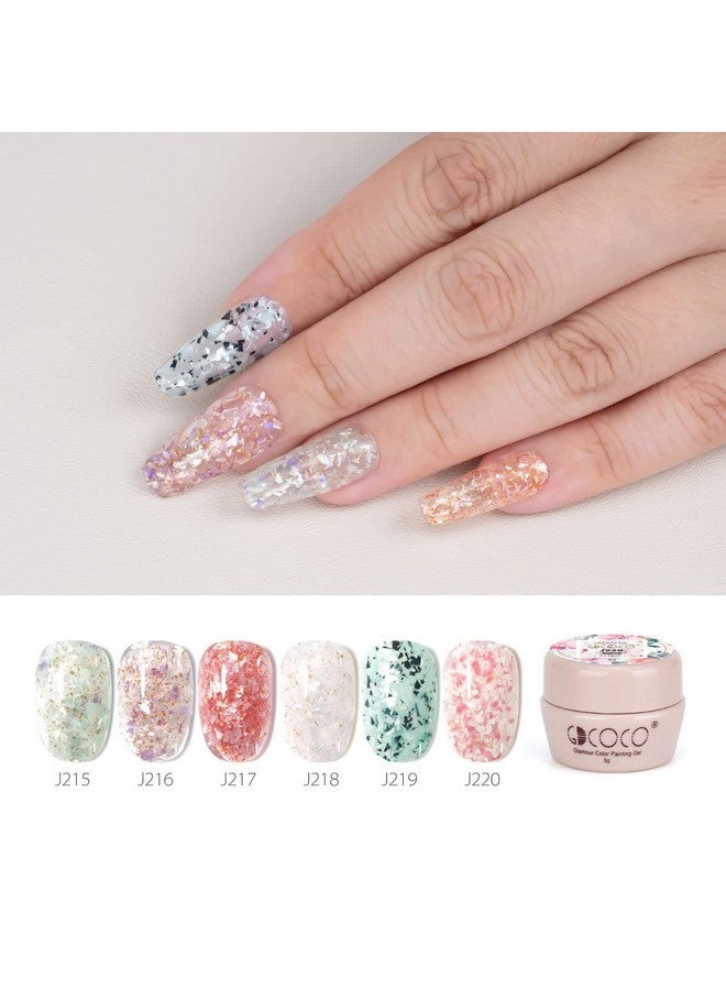 GDCOCO Mineral Gel Series 6 Colors Set Gel Paints Ink 5g Nail Art Design Drawing Gel UV LED Soak Off UV Painting Gel (J215-J220) - Image 3