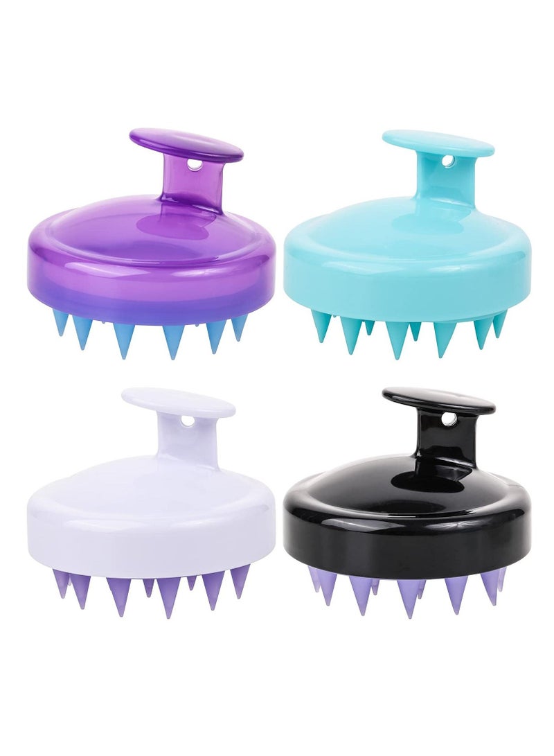 كاست ويف 4 قطع فروة الرأس مدلك الشعر الشامبو فرش غسل الشعر فرشاة سيليكون وغسيل الشعر فروة الرأس فرشاة مقشر - Image 1